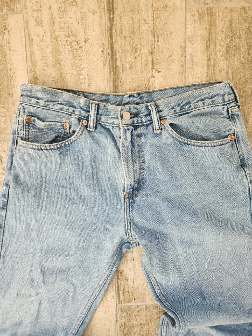 Levi's Mens 505 Sz 33x36 Regular Fit Straight Leg Jeans Light Wash
